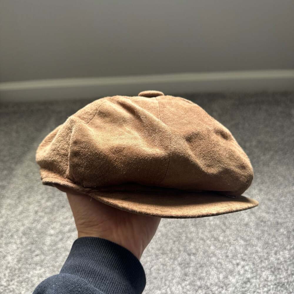 New Classics Brown Suede Leather Newsboy Cap Hat